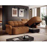 ELTAP Rumena/rjava žametna raztegljiva/s prostorom za shranjevanje kotna sedežna garnitura (desni kot/z ležalnikom) Beneth – | Shoptok.si