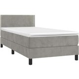  Box spring postelja z vzmetnico LED svetlo siva 80x200 cm žamet, (20724484) | Shoptok.si