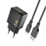 Dudao PD 2.4A USB-A STENSKI POLNILEC ZA APPLE IPHONE S KABLOM USB-A USB-C, (5000497105) Cene