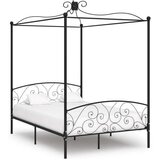  Posteljni okvir z ogrodjem za baldahin črn kovinski 120x200 cm | Shoptok.si