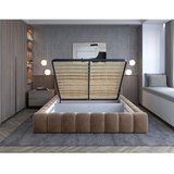 ELTAP Svjetlo smeđi tapecirani bračni krevet s prostorom za odlaganje s podnicom 160x200 cm Lamica – | shoptok.hr