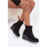 Boto Insulated Ankle Boots On Wedge Made Of Eco Suede Black Mavona | Shoptok.si