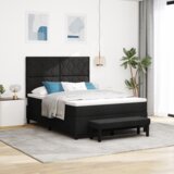 Vzmetna postelja z vzmetnico in klopjo Črna 160x200 cm Tkanina, (22083189) | Shoptok.si