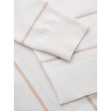 Ombre Men's horizontal striped viscose polo shirt - white and beige | Eponuda.ba