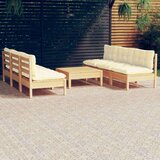  Vrtna sedežna garnitura 7-delna s krem blazinami borovina, (20973324) | Shoptok.si