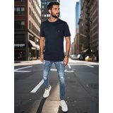 DStreet T-shirt męski z haftem granatowy | Shoptok.si