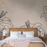 Foto tapeta - Sketch of nature - minimalist lineart with lily flowers on a beige background 400x280 | shoptok.hr