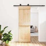  Klizna vrata Prirodna i crna 70 x 210 cm Čvrsta borovina | shoptok.hr