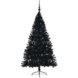 vidaXL Umjetna preddekorirana božićna jelka Črna 180 cm PVC | Shoptok.si