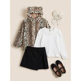 Sinsay Teddy jakna s leopard printom i kapuljačom s ušima | shoptok.hr