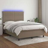  Box spring postelja z vzmetnico LED taupe 140x200 cm blago, (20901155) | Shoptok.si