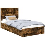  Krevet s od storage s uzglavljem Dimljeni hrast 100 x 200 cm | shoptok.hr