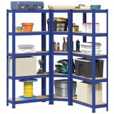 vidaXL 3 kosi 5-stopenjski komplet polic Modro jeklo&Inženirski les | Shoptok.si