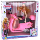  Lutka za igru na skuteru sa rozom kacigom - roza - 30 cm | Shoptok.si