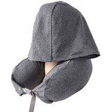 INF U-oblika potovalni vzglavnik z kapuco, mikroperle — 360° opora vratu DarkGrey, (5000309270) Cene