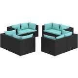  8-dijelna vrtna garnitura od poliratana s jastucima crna | shoptok.hr