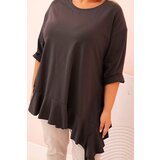 Kesi Włoski Women's Plus Size blouse with cotton, featuring a pocket and rolled sleeves kiwi | ePonuda.com