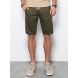 Ombre Men's short shorts with pockets - dark olive Cene