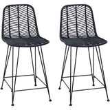  Barski stolac 2 pcs Crna 44 5 x 54 5 x 97 5 cm Ratan i čelik | shoptok.hr