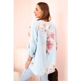 Kesi Włoski Women's cotton blouse with a floral pattern and buttons blue | shoptok.hr