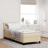 Box Postelja z vzmetnico z vzmetnico krema 80 x 200 cm blago, (5000128545) | Shoptok.si