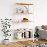 vidaXL 5-nadstropni regal s policami bel in hrast 80x40x163 cm Cene