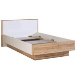 XORA postelja 120 cm x 200 cm , leseni material bela, barve hrasta | Shoptok.si