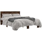 vidaXL Posteljni okvir dimljeni hrast 140x190 cm inž. les in kovina, (21152124) | Shoptok.si