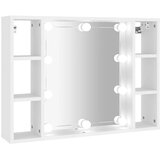 Ormarić s ogledalom i LED svjetlima bijeli 76 x 15 x 55 cm | shoptok.hr