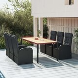  7-dijelni vrtni blagovaonski set s jastucima crni od poliratana | shoptok.hr