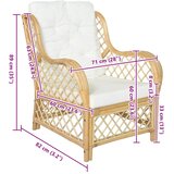 SOFA od prirodnog ratana i platna s jastukom | shoptok.hr