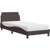 vidaXL Postelja z vzmetnico temno rjava 80x200 cm blago, (21165992) | Shoptok.si