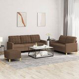  The Living Store Sedežna garnitura z blazinami 3-delna rjavo blago - Sedežna Garnitura, (21467621) | Shoptok.si