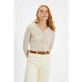 Trendyol beige buttoned v neck fake knitwear knitted blouse Cene