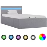  Hidraulični okvir za krevet od tkanine LED svjetlosivi90x200 cm