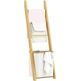 kopalniški regal bambus, poliester 43D x 35Š x 133V cm krem, (5000242548)
