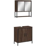  2-dijelni set kupaonskog namještaja boja smeđeg hrasta drveni | shoptok.hr