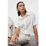 Trendyol Ecru Embroidered Crop Woven Shirt Cene