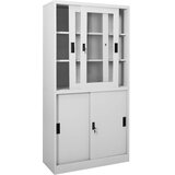  Uredski ormarić s kliznim vratima svjetlosivi 90x40x180cm čelik Siva | shoptok.hr