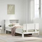 vidaXL Krevet s regalom za knjige bez madraca bijeli 90x190cm borovina