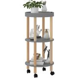Kolica na 3 razine sivi 38 x 38 x 82 cm od drva i borovine | shoptok.hr