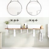  Zidna polica za umivaonik od čelika i masivnog bagremovog drva Smeđa 160 x 40 x 2 cm | shoptok.hr