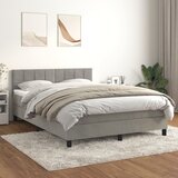The Living Store Box spring postelja z vzmetnico svetlo siv 140x190 cm žamet - Box Spring Postelja, (21491061) Cene