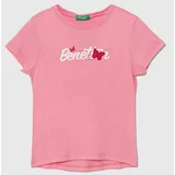 United Colors Of Benetton Otroška bombažna kratka majica roza barva
