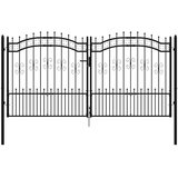  Vrata za ogradu KAMPEN s kopljem na vrhu crna 302 x 150 cm čelična | Eponuda.com