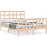 The Living Store Posteljni okvir z vzglavjem 140x190 cm trden les - Posteljni Okvir, (21523506) | Shoptok.si