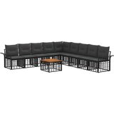  Set vanjskih sofa 10 kom. Crna i tamno siva Poliester | shoptok.hr
