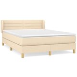  Box spring postelja z vzmetnico krem 140x200 cm blago | Shoptok.si