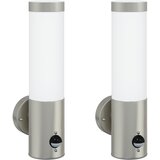 vidaXL Zunanje stenske svetilke s senzorjem 2 kosi Srebrna nerjaveča jeklena IP44, (22044570) | Shoptok.si