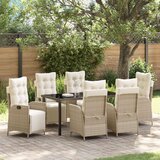 vidaXL 7-delni set vrtno-dining bež poli ratan | Shoptok.si